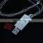 Small diamond full covered rectangle jewelry usb with chain