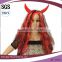 Mixed Color Halloween costumes red and black party wigs with ox horn