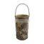 new design MDF wood antique bark ramadan lanterns candle holder with glass cup