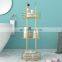 European Design Three Layers Standing Storage Rack Utility Home Kitchen Gold Bathroom Storage Rack With Anti-slip Base