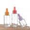 Clear glass dropper bottle round multi colors dropper cap perfume skin care oil serum essential oil dropper bottles