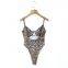 European and American retro style hot girl sexy leopard print one-body top pure desire elastic tight inner tight bottom T-shirt