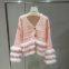 Xiaoxiangfeng fox fur patchwork knitted cardigan women's autumn V-neck single breasted sweater jacket