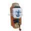 archaistic manual coffee grinder with wooden case