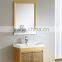 Mirror on wall home store and washing basin floor standing bathroom cabinet