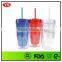 bpa free double wall 2016 plastic mug and cup with lid and straw