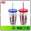 Hot sales 16 oz hard plastic insulated cup with straw