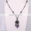 Natural Labradorite Amethyst Tassel Pendant Necklace, Pave Crystal Beads Hematite Necklace