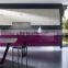 High gloss finish purple lacquer kitchen cabinet with glass doors