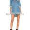 New Style Denim Jeans Fabric Mini Dress With Lace-Up Details All Types Of Ladies Dresses 2016 HSD5821