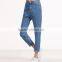 Wholesale Button Fly Cropped Turn Up Casual High Waist Pants