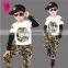 Wholesale 2 pcs boy camo set in children clothes,gentleman boys sets
