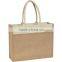 Eco-Friendly Two-Toned Jute Shopping Beach Bag - features a front pocket, cotton webbed handles and comes with your logo.