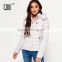 Women's slim double zip stay warm soft quilted hooded winter jackets