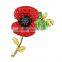 Women Jewelry Accessories Silver Tone Red Crystal Rhinestone Poppy Brooch Pins