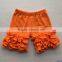 High quality baby girls ruffle shorts solid color orange cotton kids shorts summer children girls petti clothes shorts