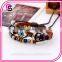 European fashion multilayer beaded eye leather adjustable bracelet