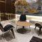 Modern walnut low round wood tea table