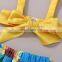 Strapless Top With Bright Color Blooming Flower Pattern Pants 2pcs Lovely Baby Girl Suit