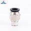 4 6 8 10 12 14 16mm PC Thread Through One Touch Type Air Tube Nickel Plated Brass Pneumatic Fitting
