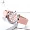 SHENGKE Baby Pink Young Girls Handwatchs 3D  Mineral Glass Watchs Sliver Alloy Case Wristwatch K0099L