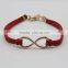 Fashion custom men braided bracelet single wrap gold 8 infinity leather bracelet men