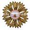 2015 wholesale cheap gold plating fashion brooch pearl diamond gold flower Brooch