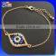 High Quality Jewelry 925 Sterling Silver Gold Blue Evil Eye Bracelet