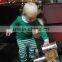 2015 Kids Clothes Christmas Pajamas Sets Wholesale Unisex Christmas Pajamas Solid Blue Stripe Pants Pajamas Kids Cotton