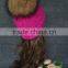 Winter Fur Pompon Hats Knitting Wool Hat Female High Quality Knitted Hat With Ball Top For Women