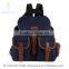 Fashion jean backpack travel canvas bags cowboy bags with contrast color, genuine leather or puFashion jean backpack travel can