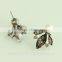 Cute bee design rhinestone crystal metal stud earring