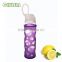 fashionable glass water bottle with handle and silicone sleeve and straw wholesale