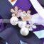 Women 's gold plated flower rhinestone pearl earrings