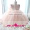 K120 sleeveless pink ball gown flower girl dresses with bow belt for 1-2 years old little girls