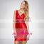 Fashion V-neck Sleeveless Red Mini Short Bandage Party Prom Dress ZY186