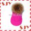 Rear rabbit fur pompom knitted beanie hat