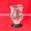 Glasslucky: hot sales glass storm lantern with decal for home decorate for sale
