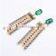 New design good looking fashion green stone chain tassel earring