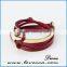 Fashion Jewelry Wholesale Leather Steel Anchor Hook Bracelet men ,Custom Jewelry Nautical Bracelet Leather