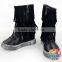 kids black tassel leather boots vintage white sole