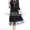 Foreign trade women pure color mesh folding dress with 3d flowers