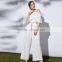 Oem Service 2016 Wholesale Women White and Black Off Shoulder Belted Wide Leg Jumpsuits