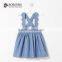 Latest children's boutique clothing baby girl blue ruffle dresses lace braces skirt