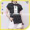 Fashionable Short Sleeve Women All Over Body Digital T-shirt Printing With Unregular Bottom