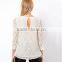 Elegant White Basic Woman Blouse Fashion Sheer Crochet Lace Blouse 2015