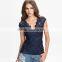 Women's V-neck Navy,black,white Sleeveless Lace Tunic t Shirt