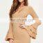 Nude Plunge Frill Sleeve Bodycon Dress in Mini Length 2017
