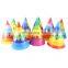 Nice quality rainbow color paper cone hat for birthday party