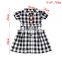 2019 New Arrival Girl scottish plaid black and white plaid Turn-down Collar Dress For Little Girl wholesale price